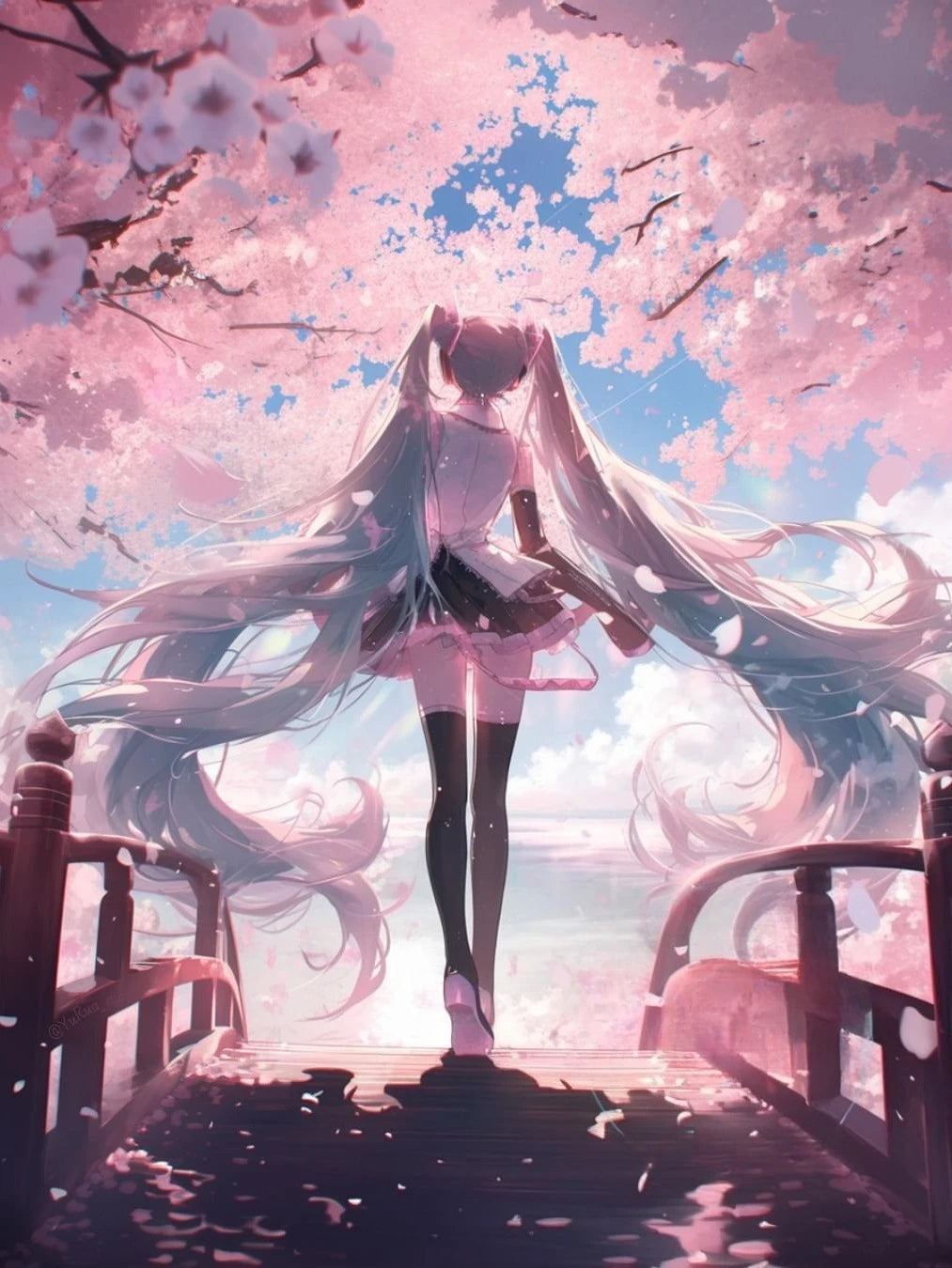 Amine H-Hatsunes-M-Miku Girls Poster Hatsune Miku art decoration Wall Art Sticker For Bar Living Room Decor Gift Peaceful Pleasures Health and Wellness