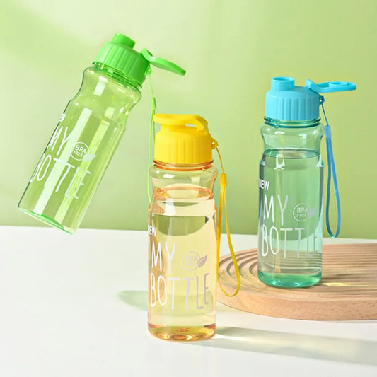 550ml Plastic Water Bottle Portable Sports Cup With Anti Drop Rope Outdoor Water Container Color Transparent Pet Flip Cover Peaceful Pleasures Health and Wellness