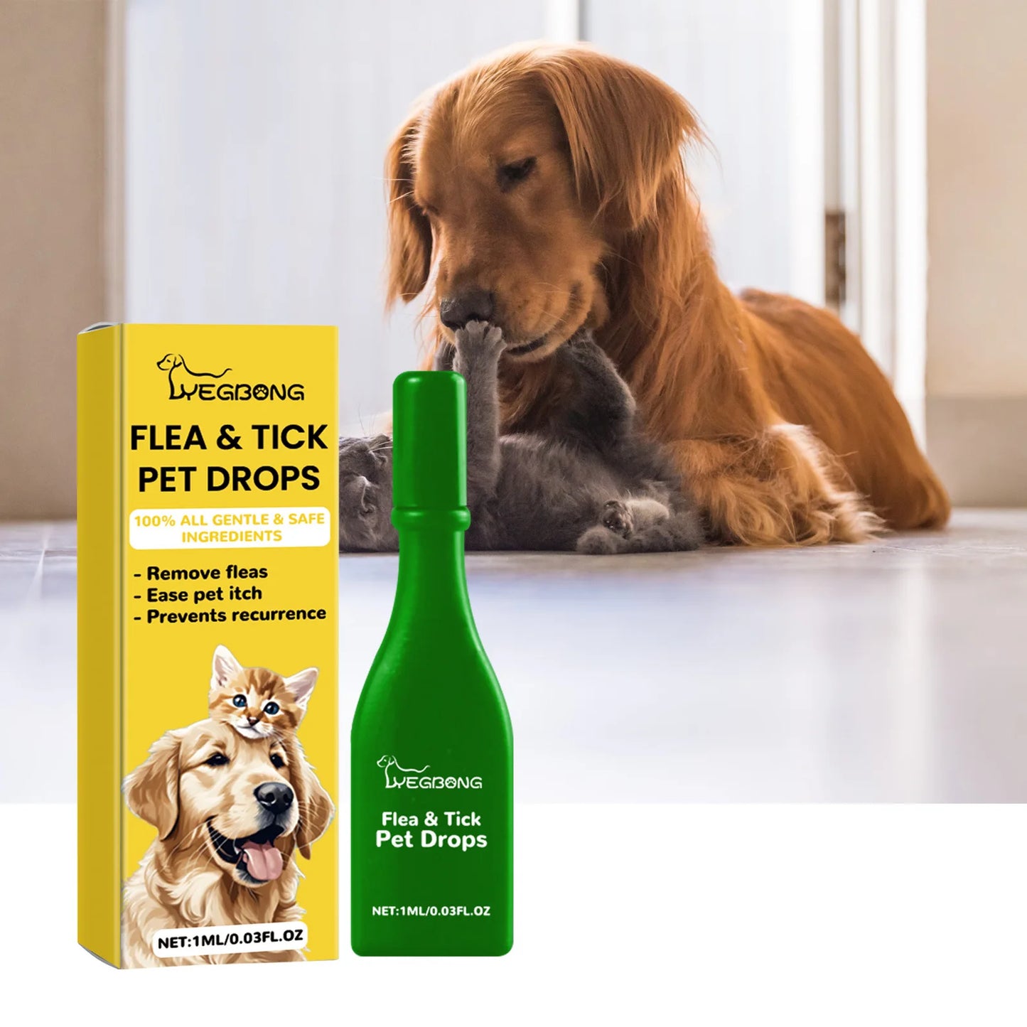 Yegbong Flea Tick Mite Repellent Drops for Dogs & Cats