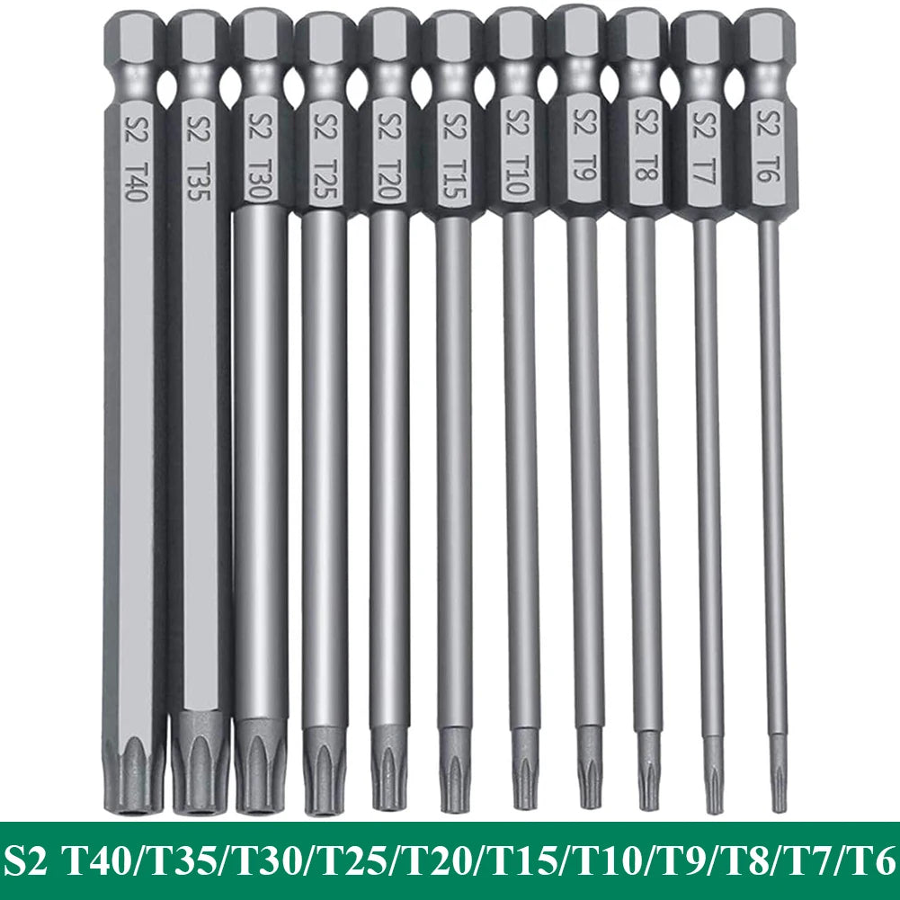 11-Piece S2 Torx Bit Set T6–T40 | Magnetic 75mm & 100mm Peaceful Pleasures Health and Wellness Length 100mm 11pcs