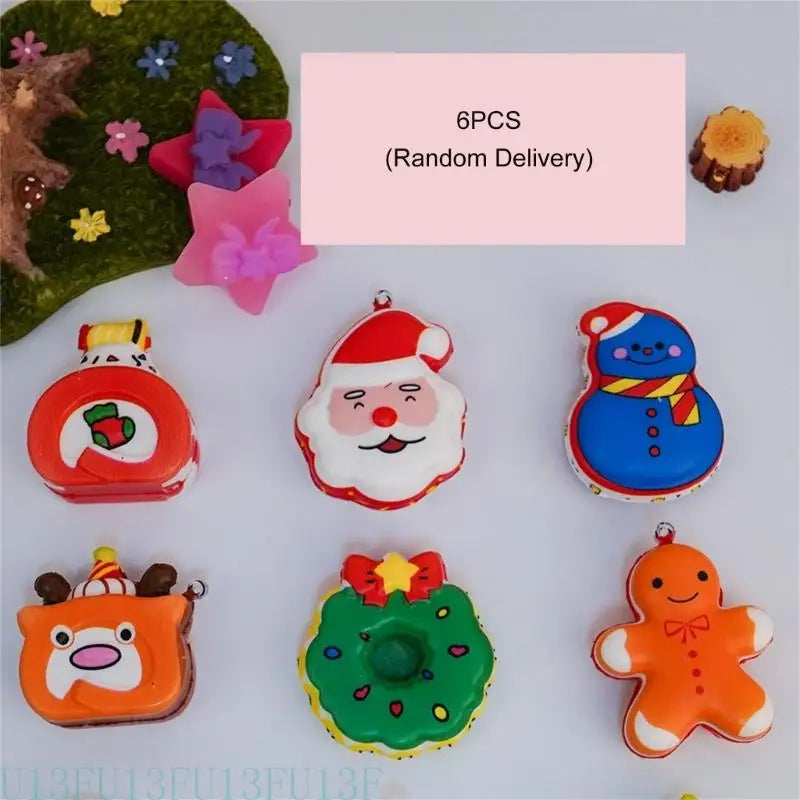 Christmas Squeeze Toys Santa Snowman Stress Relief 6pc Kids Gift