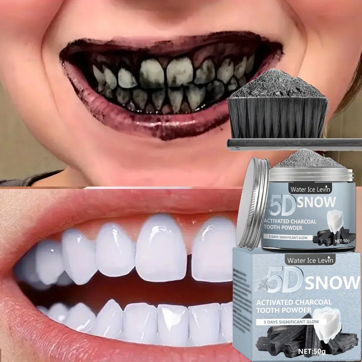 Bamboo Charcoal Teeth Whitening Powder – Natural Deep Clean 50g