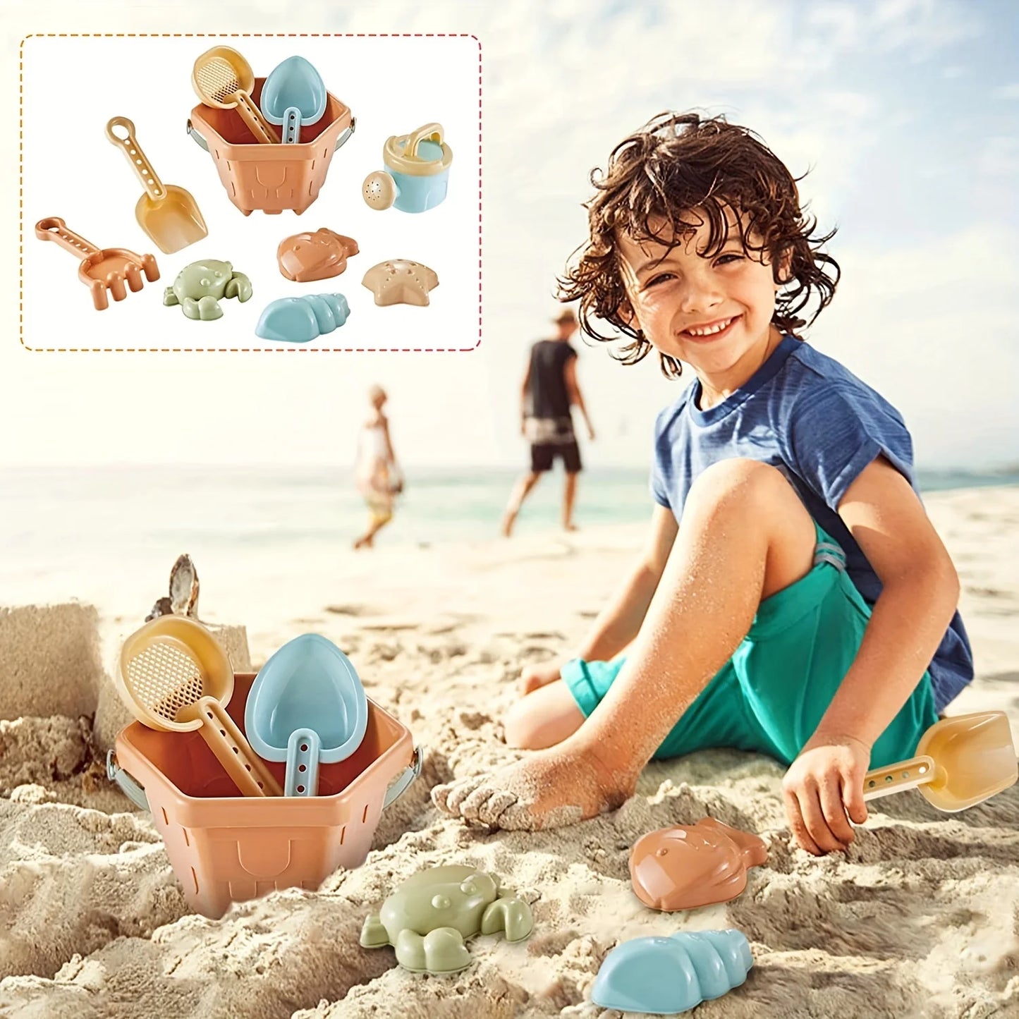 10-Piece Beach Sand Toys Set | Buckets, Shovels & Molds