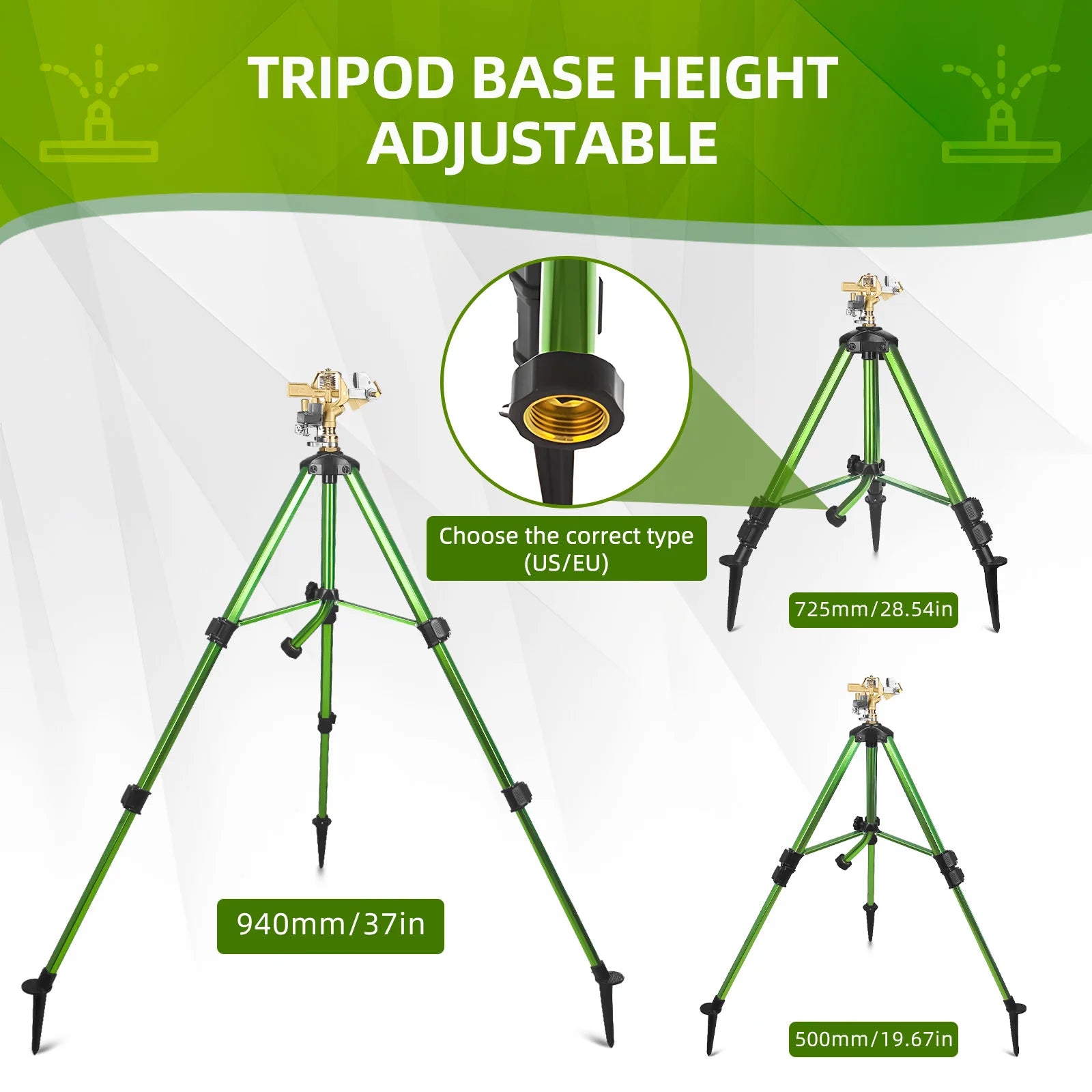Heavy Duty Lawn Sprinkler 360 Degree Large Area Irrigation Impact Sprinkler on Tripod Base Sprinkler Nozzle for Lawn/Yard/Garden Peaceful Pleasures Health and Wellness