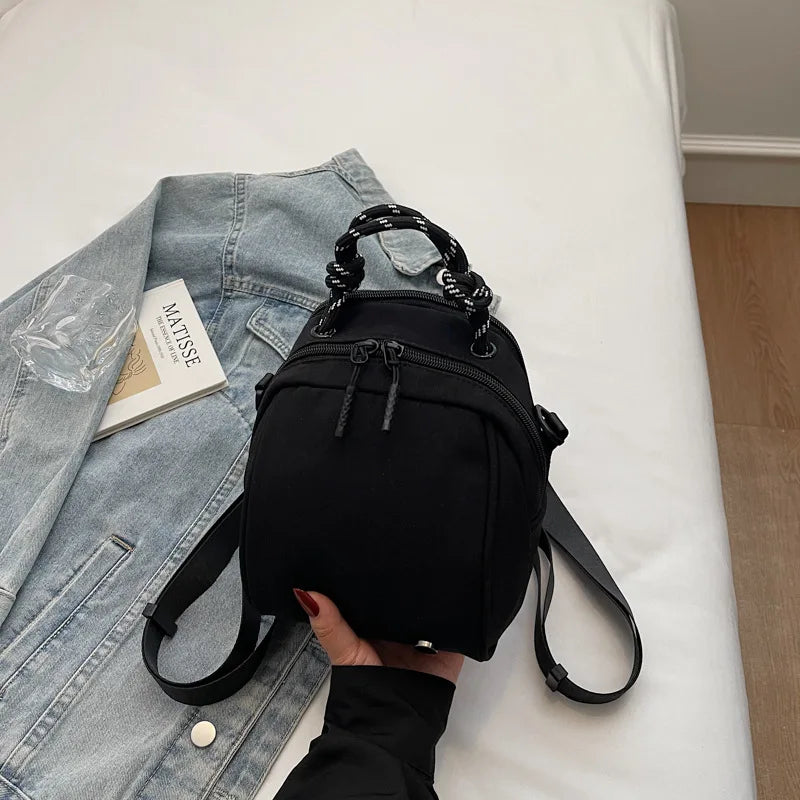 Mini Shell Crossbody Bag – Color Block Canvas Shoulder Bag