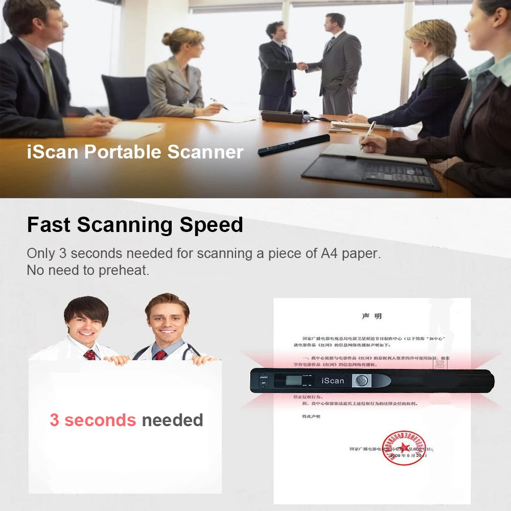 iScan Portable Handheld A4 Document Scanner | 900 DPI JPG PDF