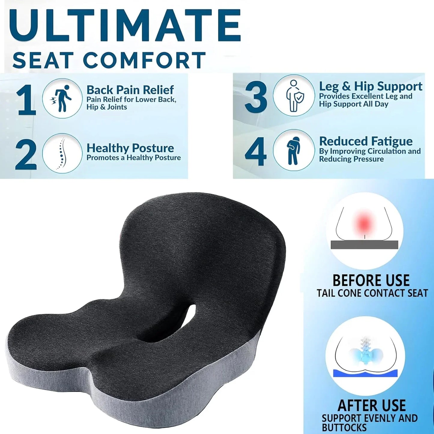 Memory Foam Cushion Waist Pillow Lumbar Support Office Pillow Chair Cushion Interior Accessories Pillow Car Seat Waist Brace Peaceful Pleasures Health and Wellness