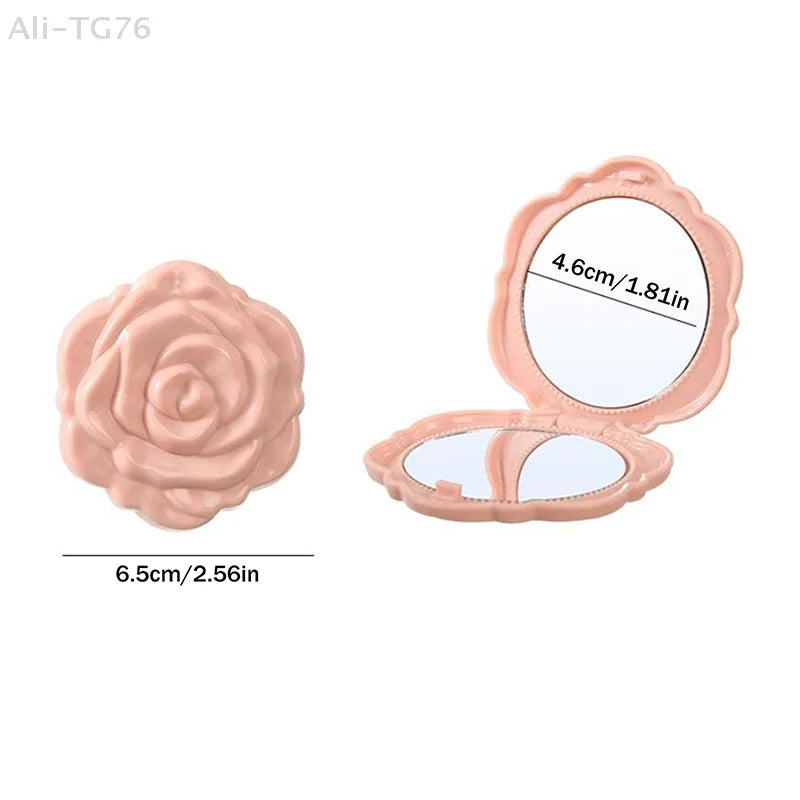 Retro Rose Double-Sided Folding Pocket Compact Mirror