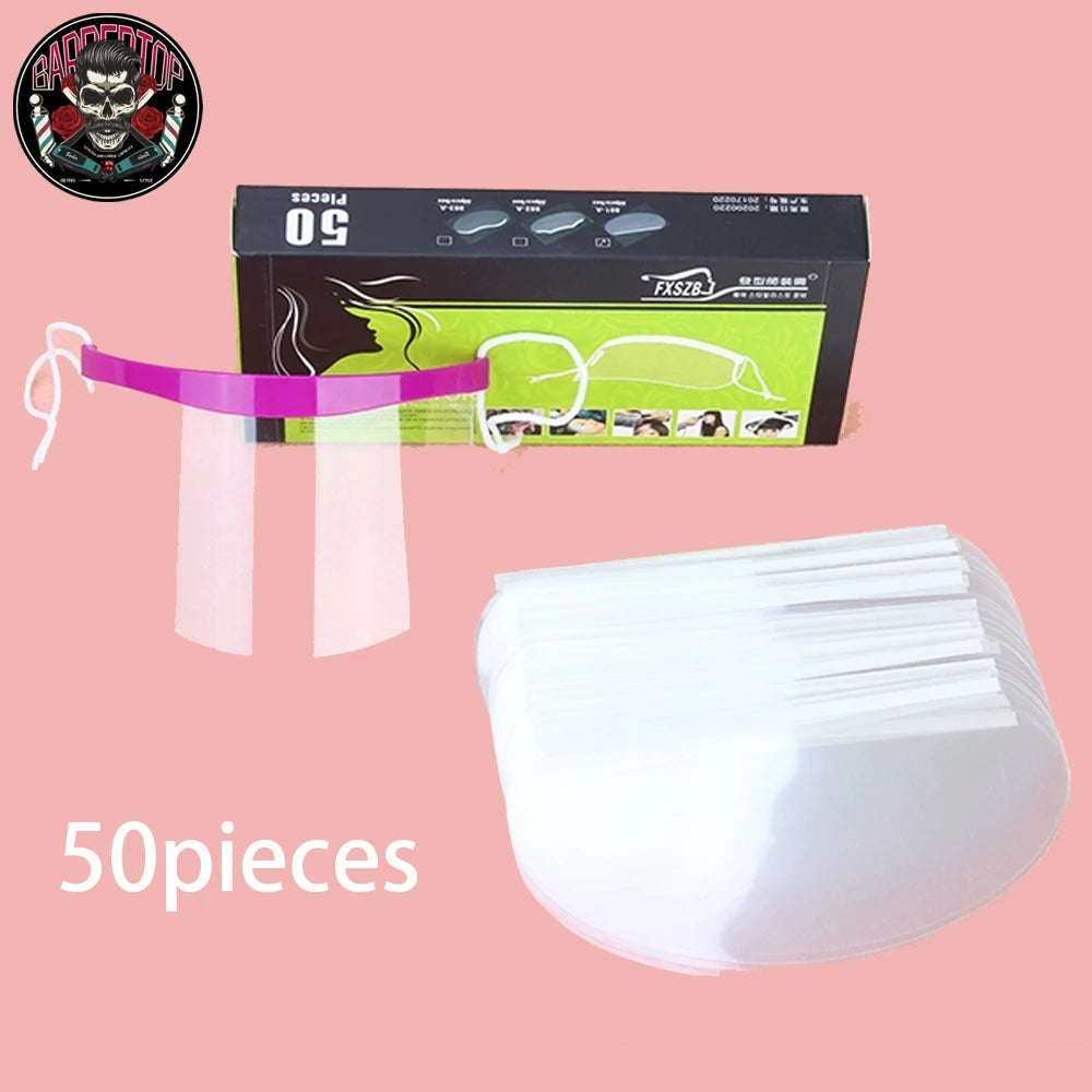 50Pcs Cutting Hair Shower Face Shields Visors Disposable Transparent Hairdresser Eye Protector Shield Salon Hairdressing Tools Peaceful Pleasures Health and Wellness