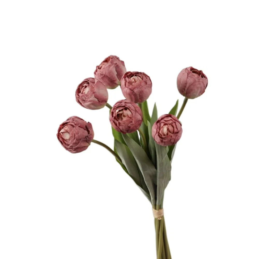 7-Head Artificial Silk Tulip Branches | Realistic Faux Flowers