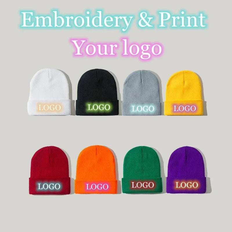 Custom Logo Ribbed Knit Beanie Hat | Unisex Winter Skullcap