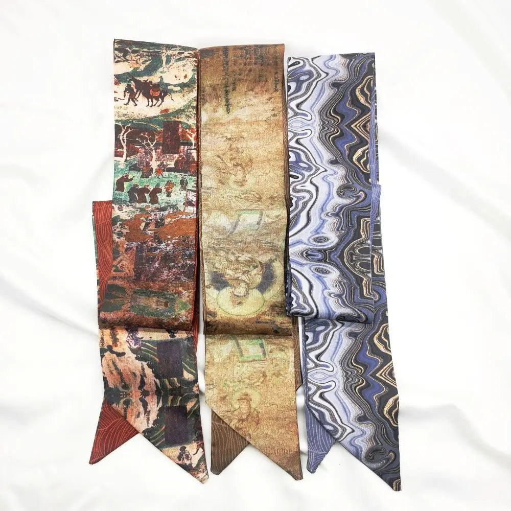 Chinese Floral Ribbon Scarf – Hair Band, Necktie & Bag Accent