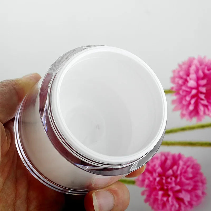 1pc 15/30/50g Airless Pump Jar Empty Acrylic Cream Bottle Refillable Cosmetic Easy To Use Container Portable Travel Makeup Tools Peaceful Pleasures Health and Wellness