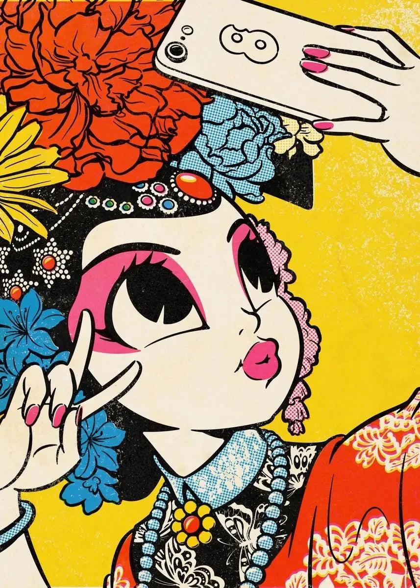 Peking Opera Female Characters Canvas Poster | Beijing Wall Art