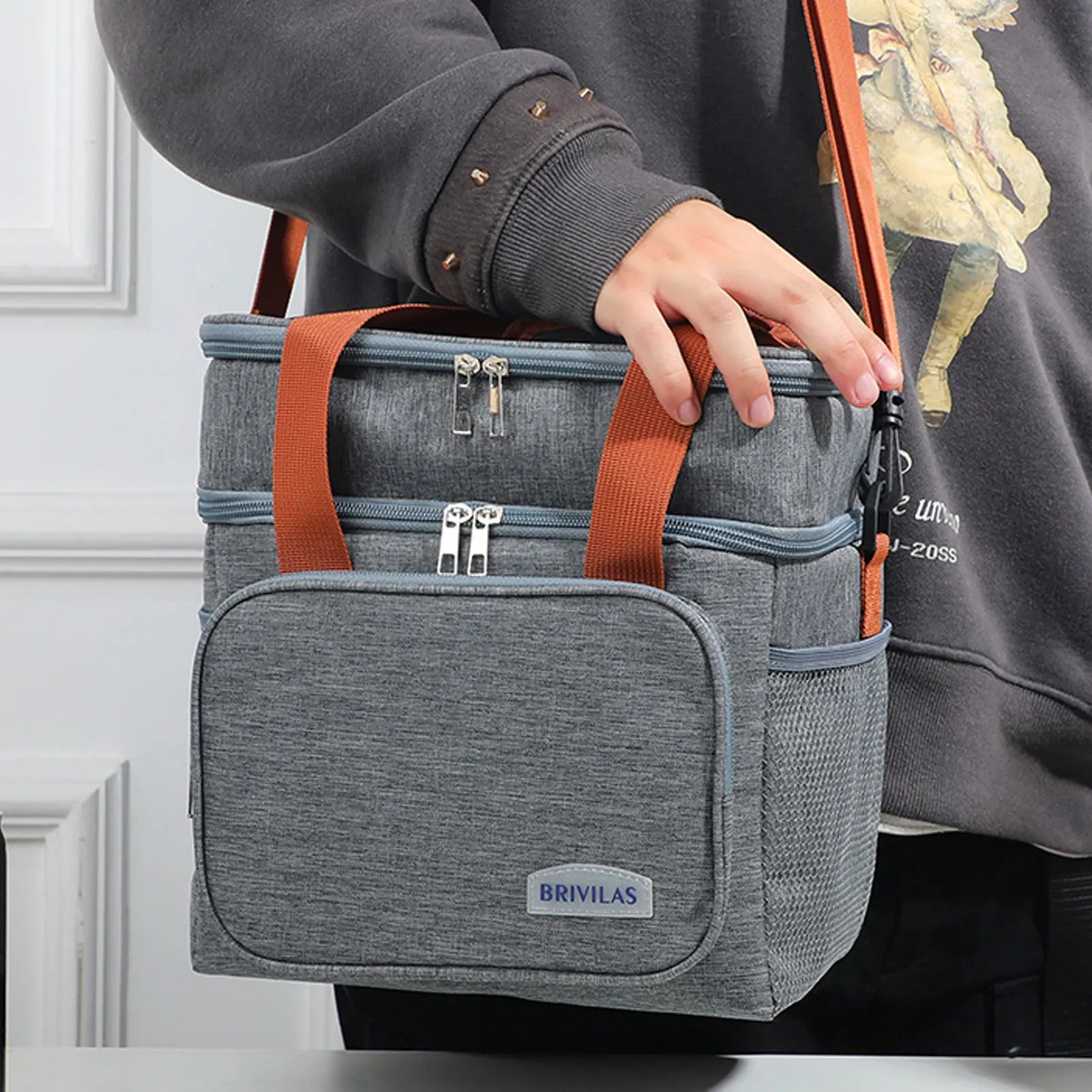 Portable Handheld Insulated Lunch Bag Oxford Cloth Fabric Easy to Carry Lunch Bag for Outdoor Camping Hiking Peaceful Pleasures Health and Wellness