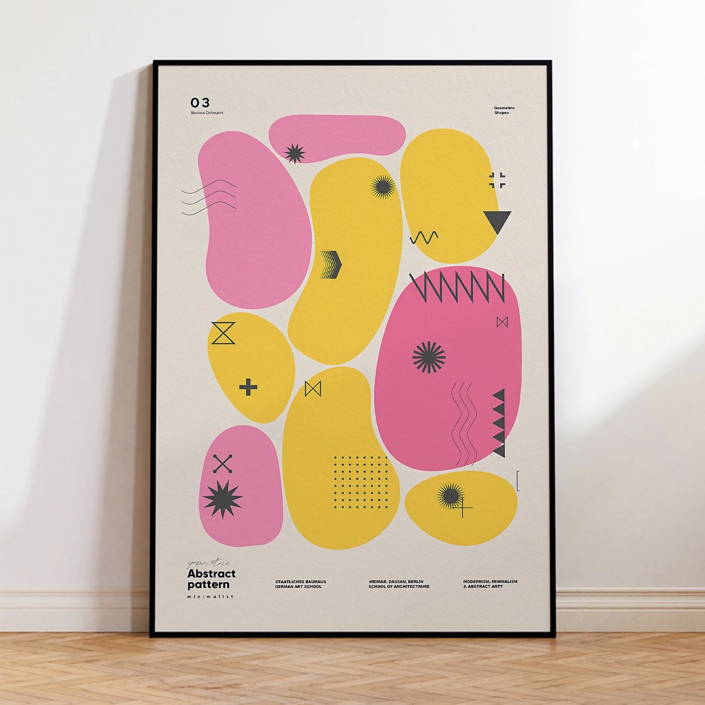 Modern Bauhaus Abstract Geometric Canvas Wall Art | Framed Print