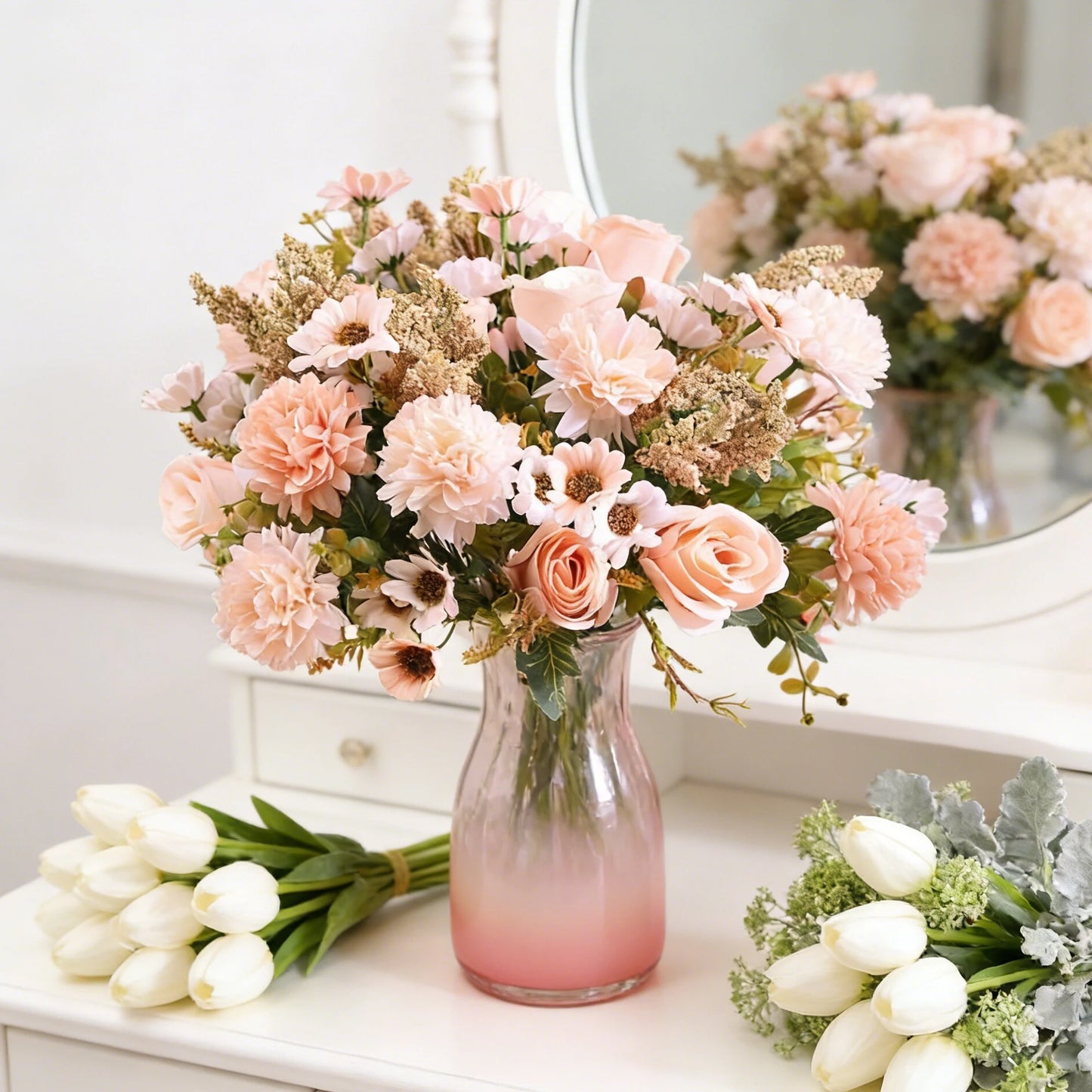 Artificial Silk Rose & Daisy Ball Flowers 3/5 Pcs – Wedding Decor