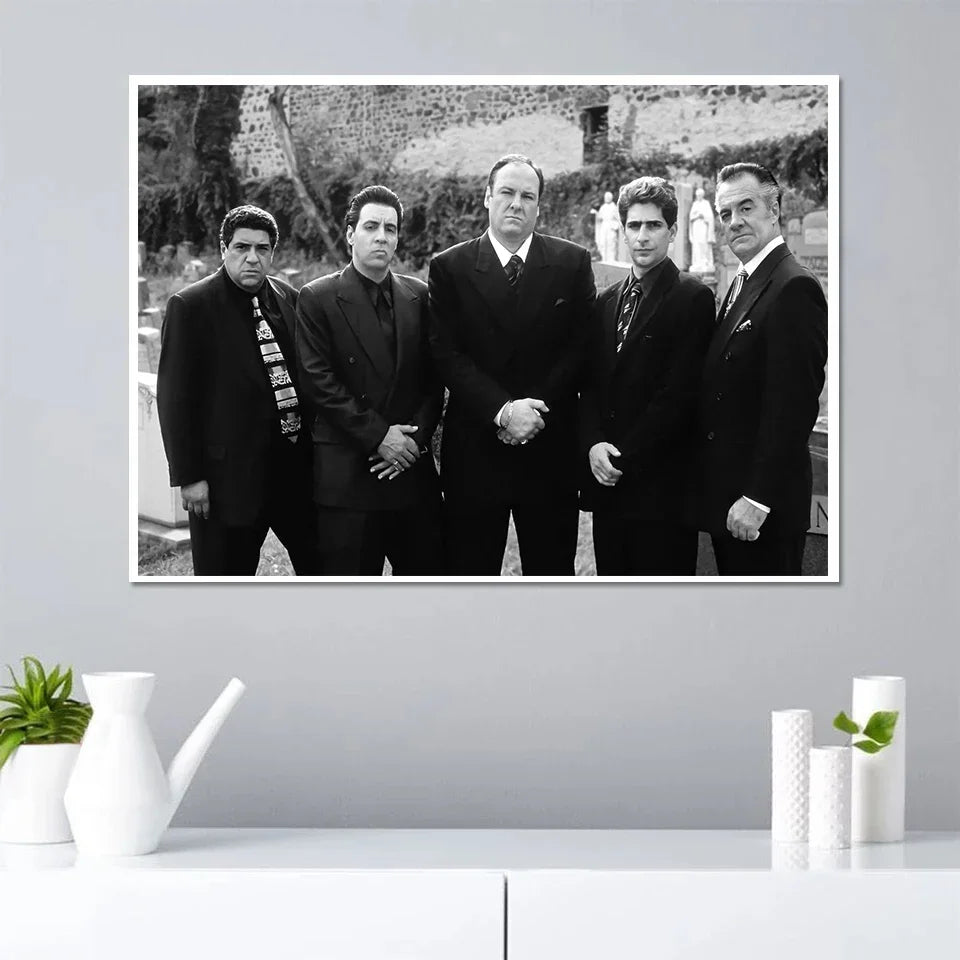 Classic The Sopranos Canvas Wall Art Retro TV Show Family Character Smoking Poster Vintage Home Room Decoration for Fans Peaceful Pleasures Health and Wellness
