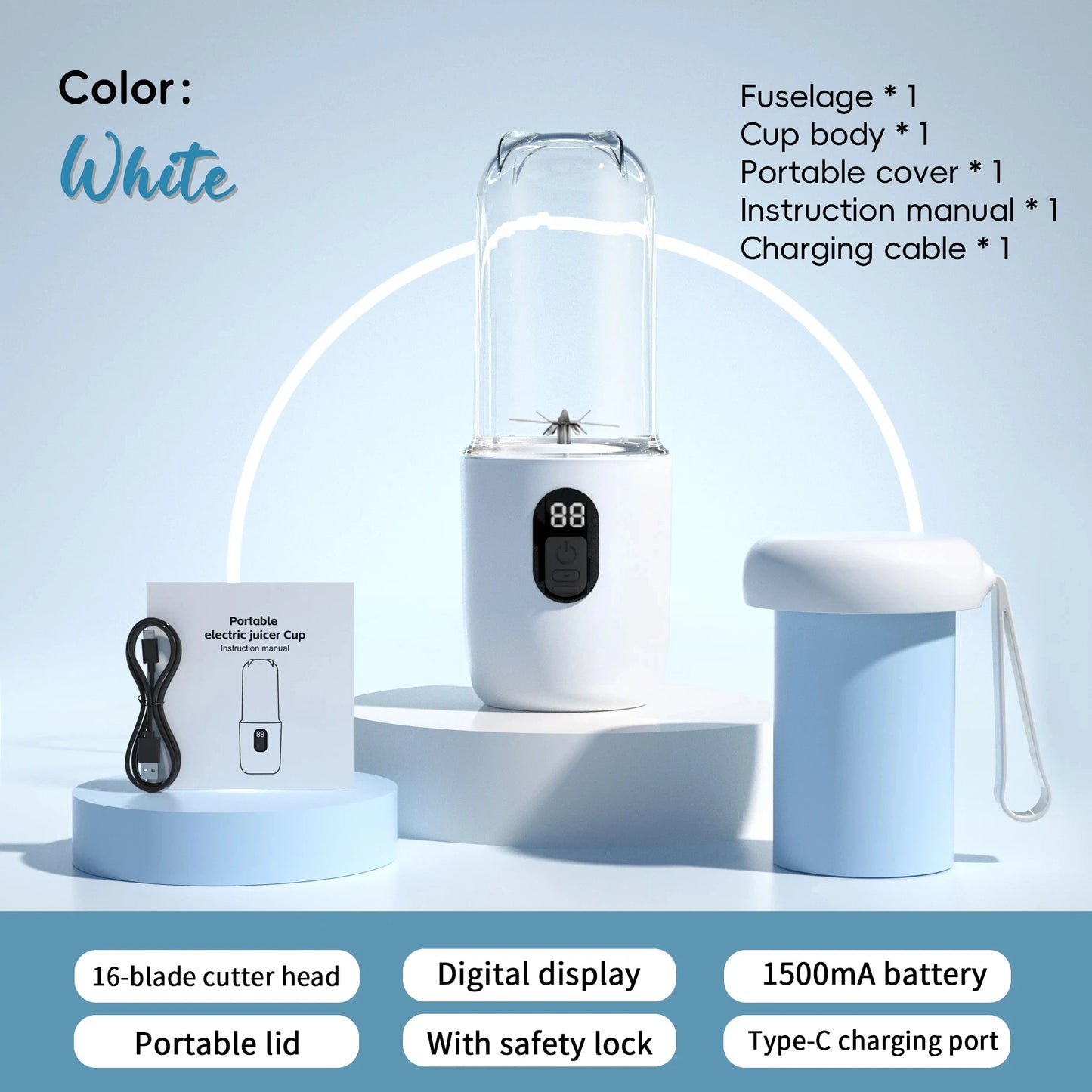 HOMEFISH Cordless USB Mini Blender – Travel Smoothie Bottle Cup
