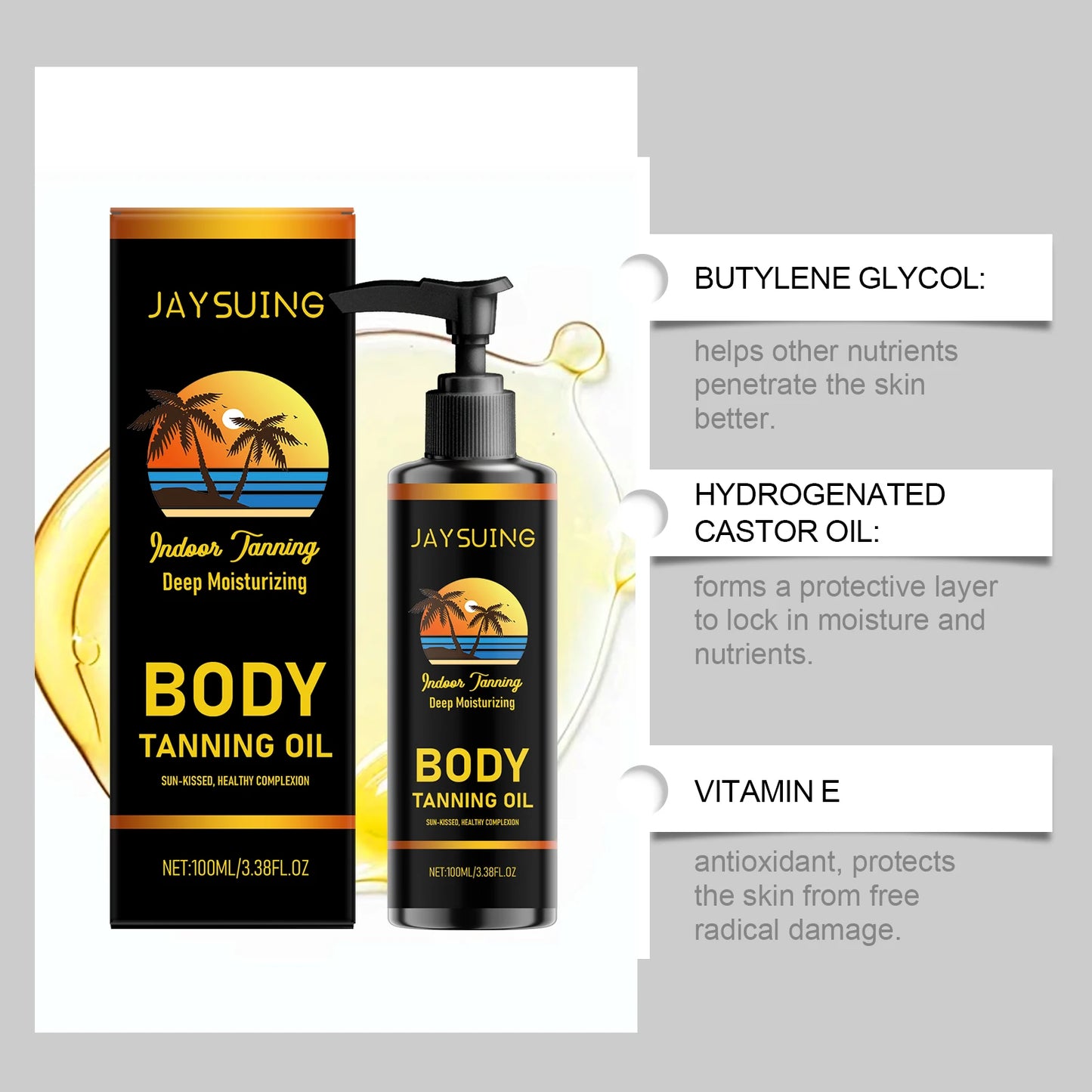 Jaysuing Body Tanning Oil – Natural Glow & Bronze Drops