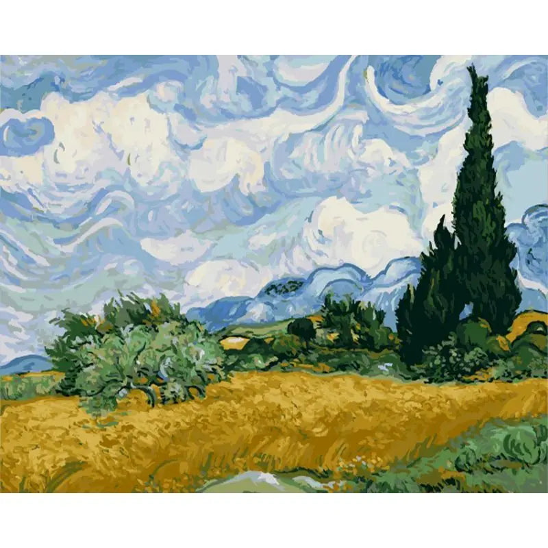 Van Gogh Sky Paint by Numbers Kit | 60x75cm Canvas Art Paint by Numbers Kit Peaceful Pleasures Health and Wellness 99886 20x30cm Unframed