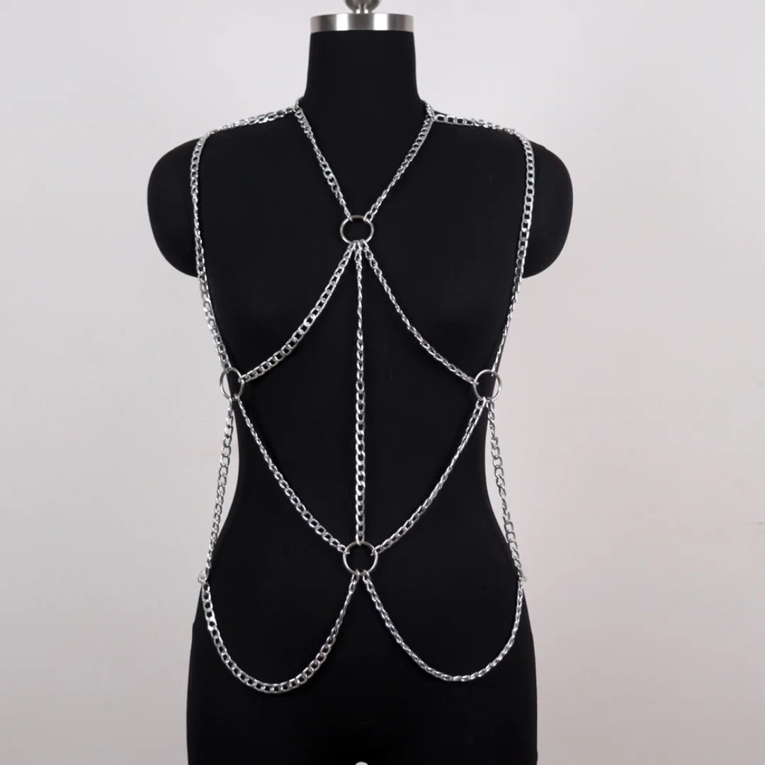 Rock Multilayer Metal Tassels Waist Belly Chain Necklace Men Punk