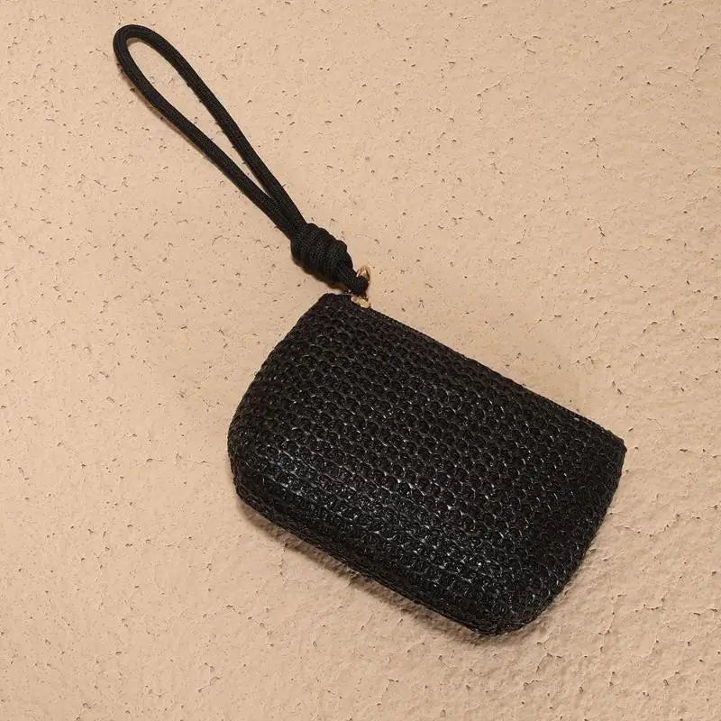 Straw Mini Coin Purse – Zipper Wallet & Card Holder for Women