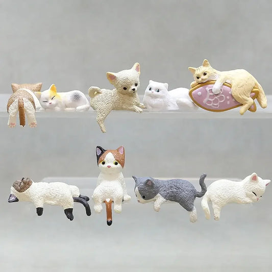 Office Desktop Mini Cute Little Cat Ornament Computer Car Center Console Display Screen Edge Decoration Figurine Simulation Cats Peaceful Pleasures Health and Wellness