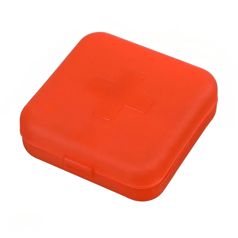 4Grids Cross Print Pill Box Portable Mini Plastic Pill Storage Pure Color Pocket Medicine Box Outdoor Home Pill Case Peaceful Pleasures Health and Wellness