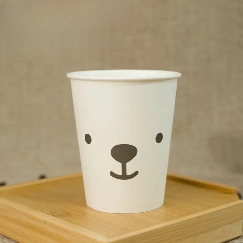 Hot 50pcs Disposable Cartoon Cute Cups White Thicken Durable Cups for Cold Drinks Household Party Office Coffee Cup LIUYING Peaceful Pleasures Health and Wellness