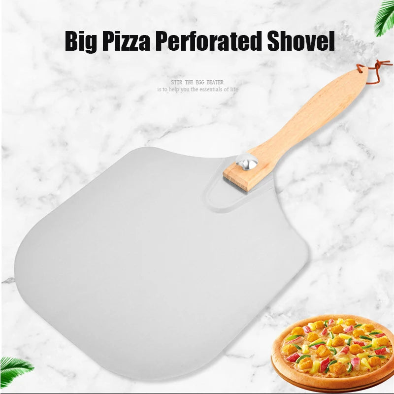 Big Pizza Perforated Shovel Paddle Short Handle for Oven Turning Peel Kitchen Tools Nonstick Pizza Baking Peaceful Pleasures Health and Wellness Default Title