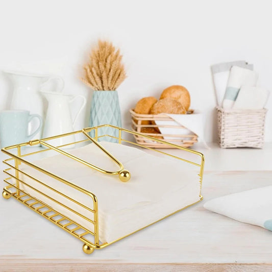 New Rustic Metal Napkin Holder Square Paper Organizer For Kitchen Home Restaurant Cafes - Tabletop Decorative Napkin Holder Peaceful Pleasures Health and Wellness