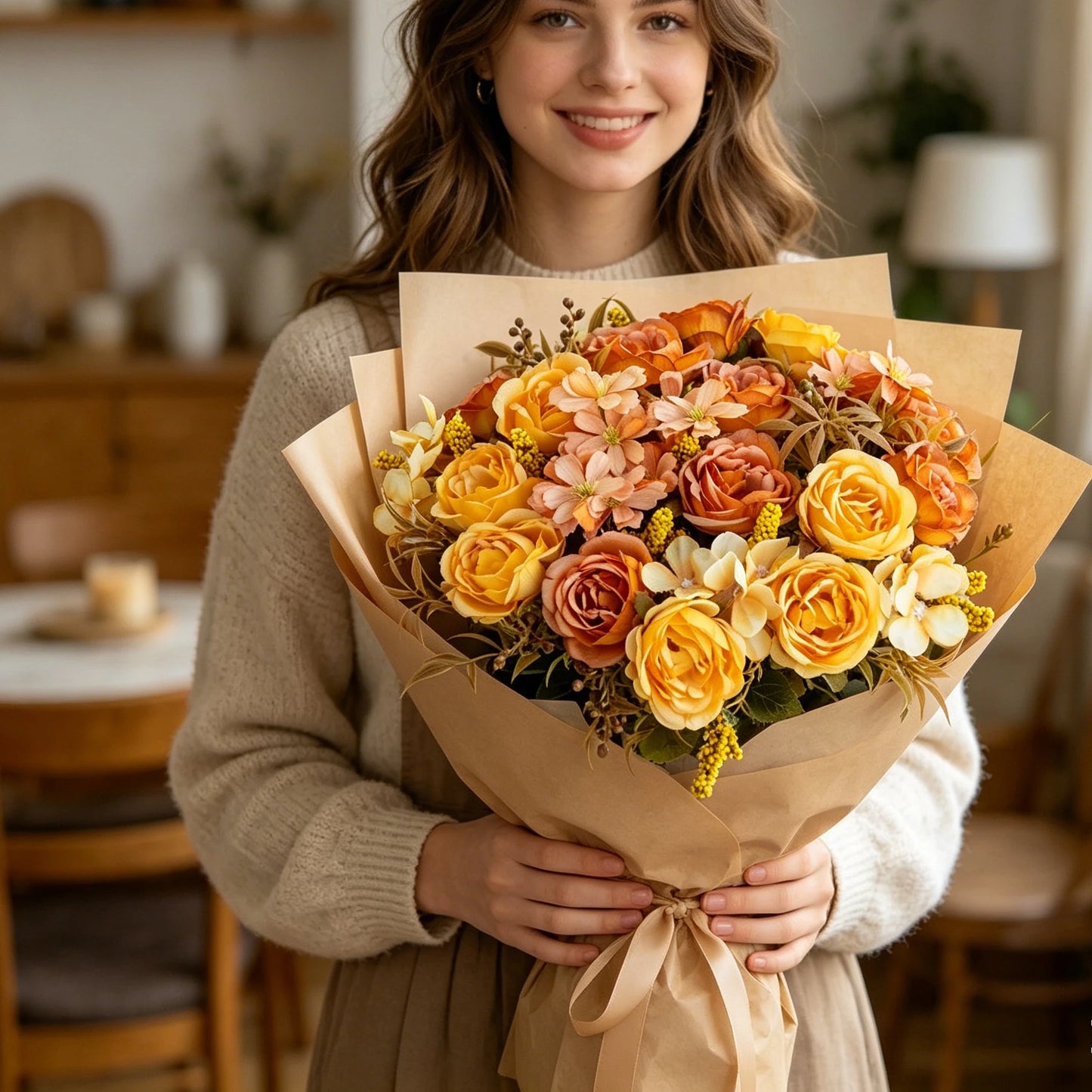 Artificial Silk Rose Peony Bouquet | Wedding & Home Decor