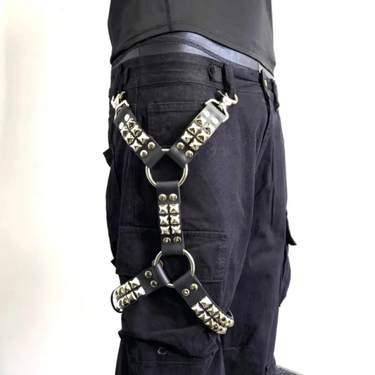 UYEE Gothic Leg Jeans Harness Black Hip Hop Strap Unisex PU Leather Peaceful Pleasures Health and Wellness