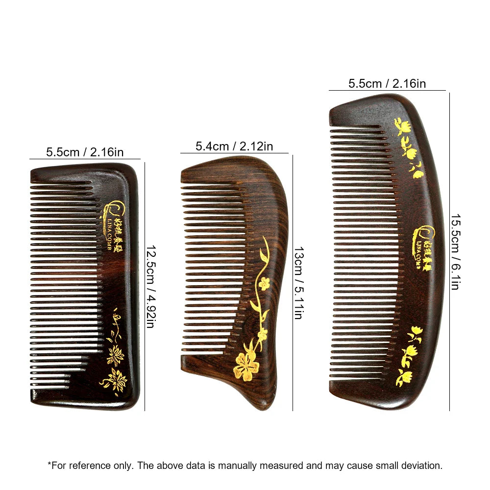 Natural Sandalwood Wide Tooth Comb – Anti-Static Moon Shape