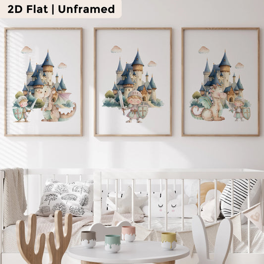 3-Piece Cartoon Blue Prince Canvas Wall Art | Kids Room Decor Canvas Wall Art Set Peaceful Pleasures Health and Wellness CH060-3pcs 60x80cm Unframed