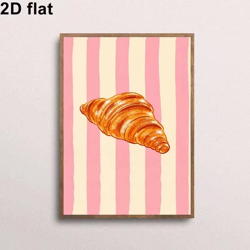 Croissant Breakfast Canvas Wall Art Print | Kitchen & Home Decor