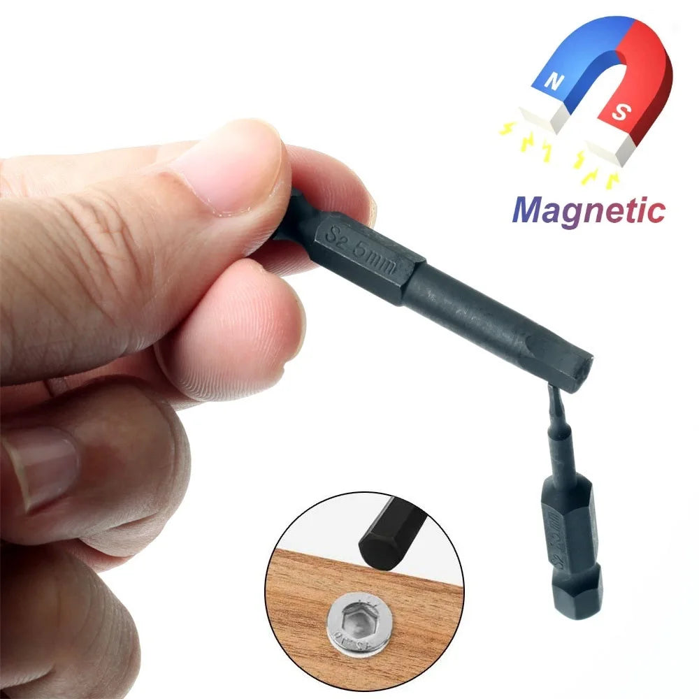 10-Pc SAE & Metric Hex Allen Wrench Drill Bit Set | 1/4" Magnetic Peaceful Pleasures Health and Wellness