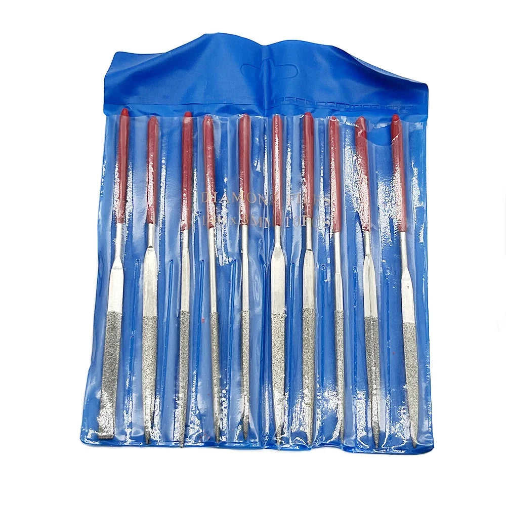 10Pcs Diamond Needle File Set Mini Needle File Kit For Stone Glass Metal Carving Craft Hand Tools Needle File Set 3x140mm Peaceful Pleasures Health and Wellness 10pcs