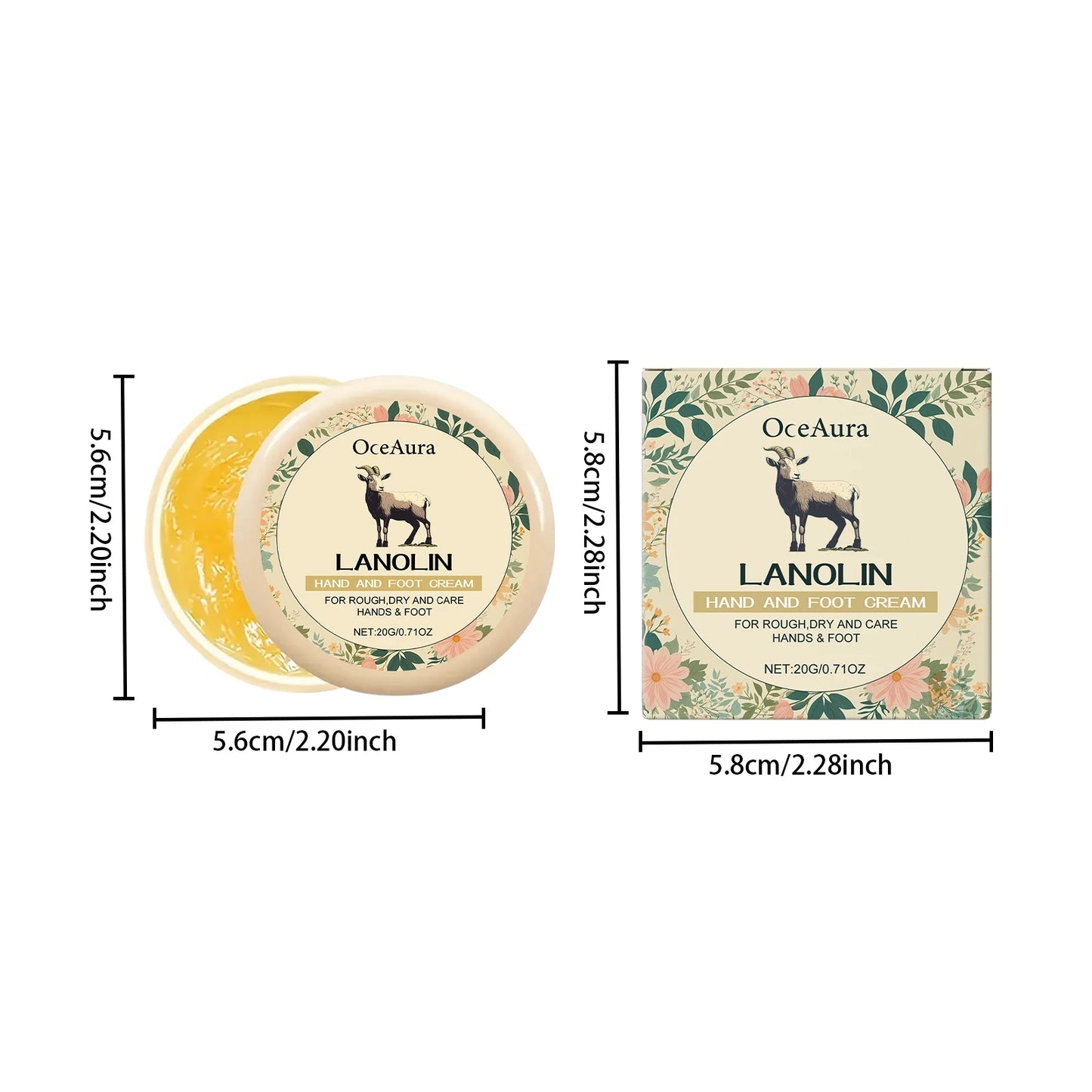 Lanolin Hand Foot Cream Deep Moisturizing Exfoliates Removes Dead Skin Softens Hands Anti-Crack Non-Greasy Hydration Cream Peaceful Pleasures Health and Wellness