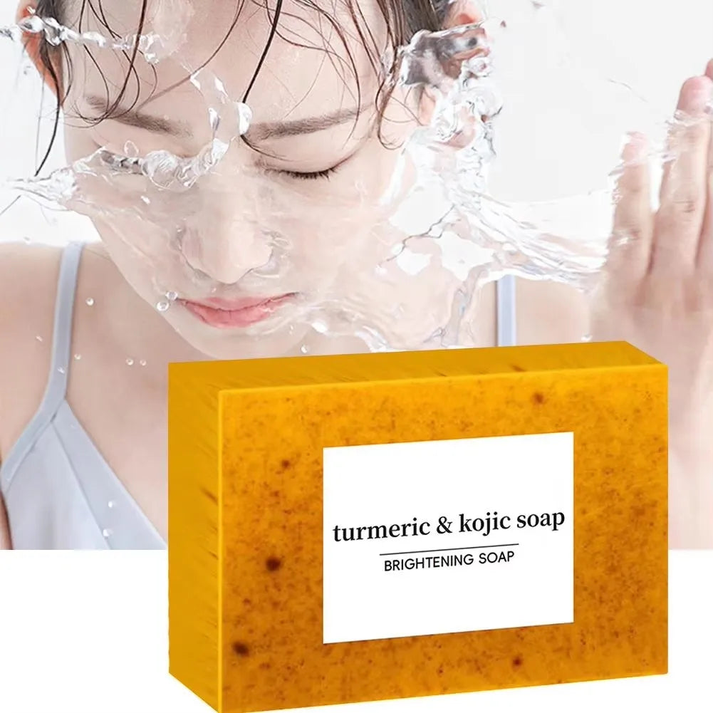 100g Turmeric Hand Made Soap, Lemon Kojic Acid Soap, Shower and Facial Soap Deep Cleaning Brightening For Face Body Skin Care Peaceful Pleasures Health and Wellness