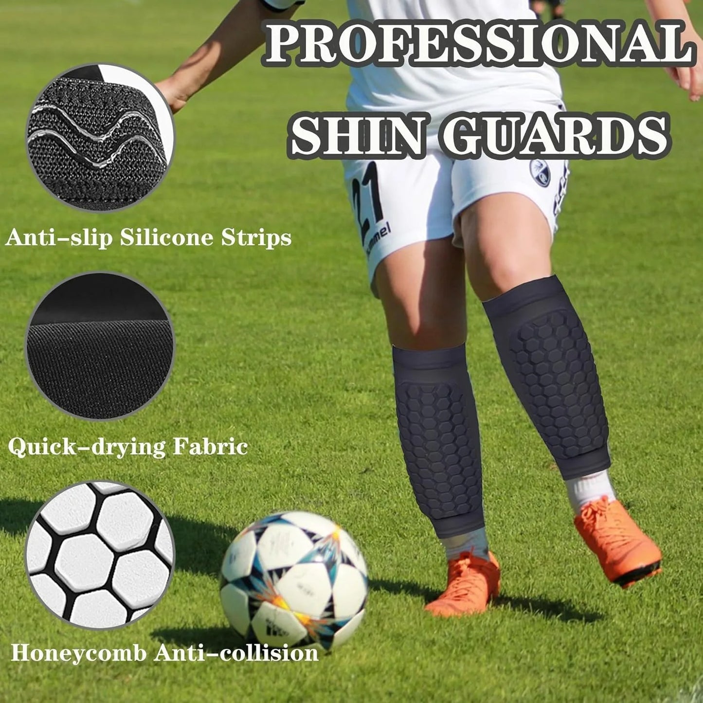 1Pcs Soccer Shin Guards Pads for Youth Adult, Shin Defender Shin Guards Kids, Calf Compression Sleeve with Honeycomb Pads Peaceful Pleasures Health and Wellness