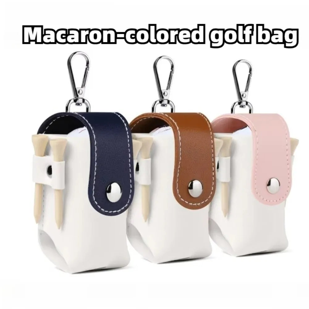 Portable Mini Golf Ball Protection Bag Outdoor Sports Dopamine Color Series with Keychain Can Hanging Small Waist Golf Bags Peaceful Pleasures Health and Wellness