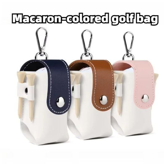 Portable Mini Golf Ball Protection Bag Outdoor Sports Dopamine Color Series with Keychain Can Hanging Small Waist Golf Bags Peaceful Pleasures Health and Wellness