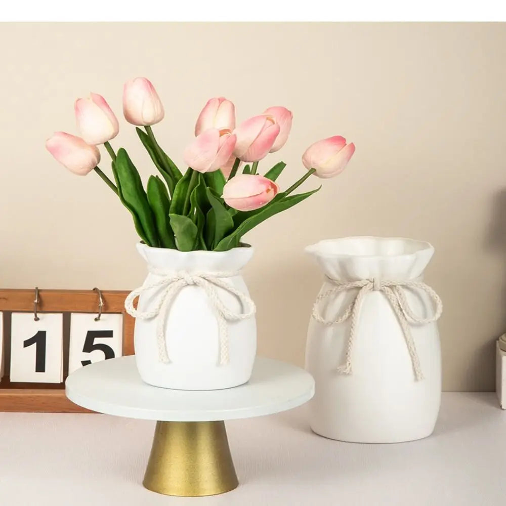 Nordic Bow Design Plastic Flower Vase | Modern Desktop Décor