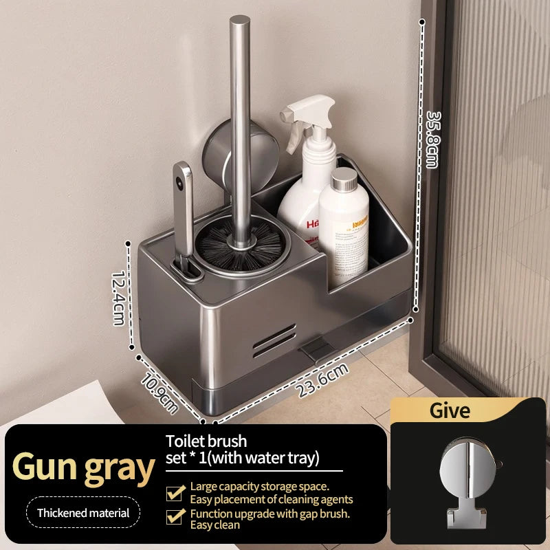 Wall-Mounted Toilet Brush & Holder | Suction Cup, No Drilling