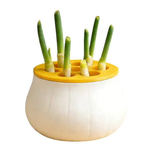 Vertical Hydroponic Green Onion Planter | 7-Hole Space-Saving Hydroponic Planter Oasis Select Yellow