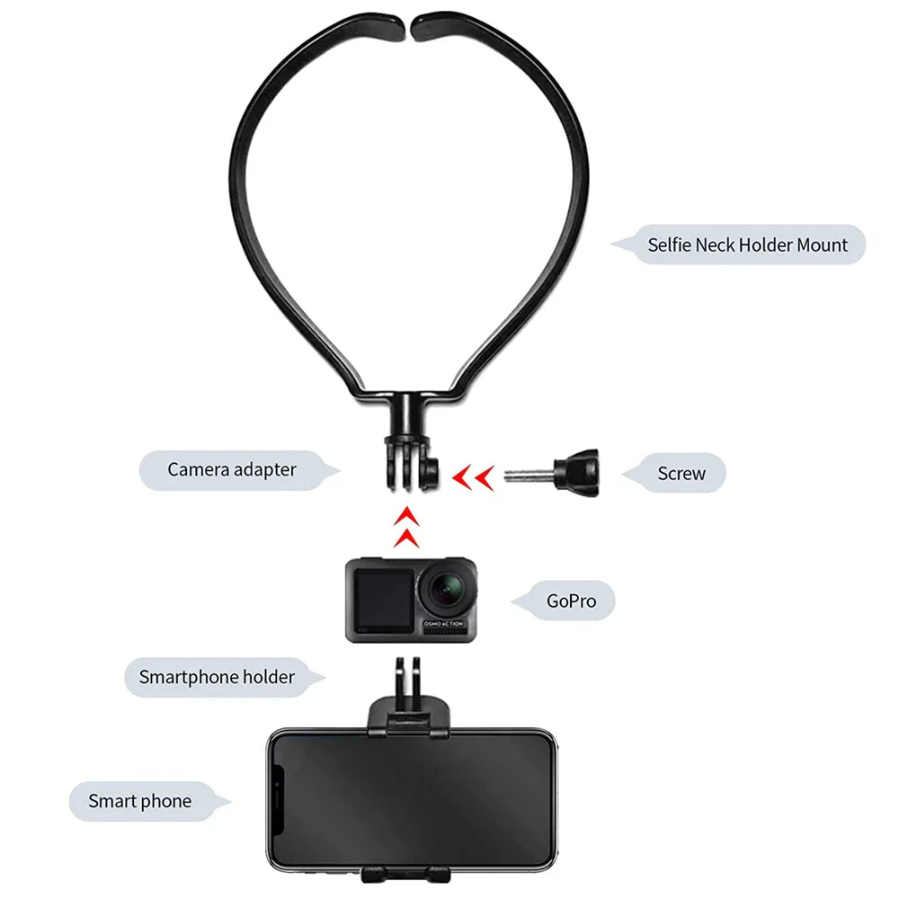 Neck Mount Strap for GoPro 11–5 & Smartphone | POV Vlog