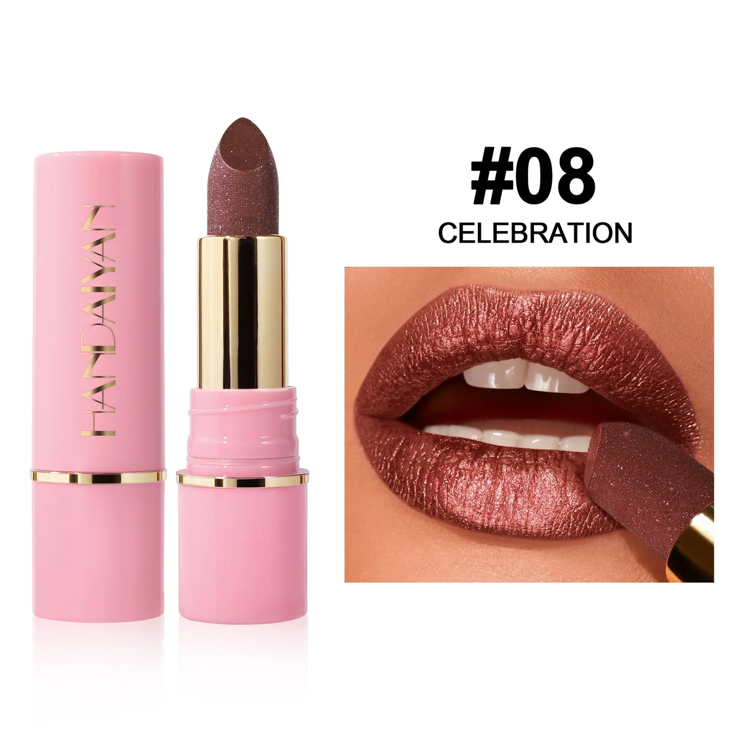 Handaiyan Glitter Diamond Lipstick – 8 Shades, Waterproof