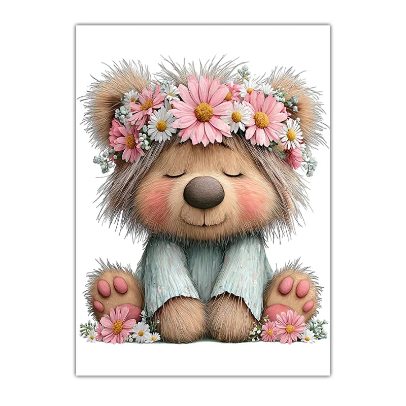 Teddy Bear Cherry Blossom Canvas Wall Art | Kids Nursery Decor Canvas Wall Art Print Peaceful Pleasures Health and Wellness 05 40x60cm No Frame China Mainland